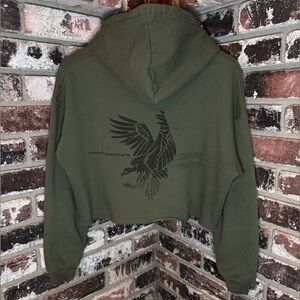 Twenty One Pilots Trench Women's Olive Green Cropped Oversized Sweatshirt Hoodie